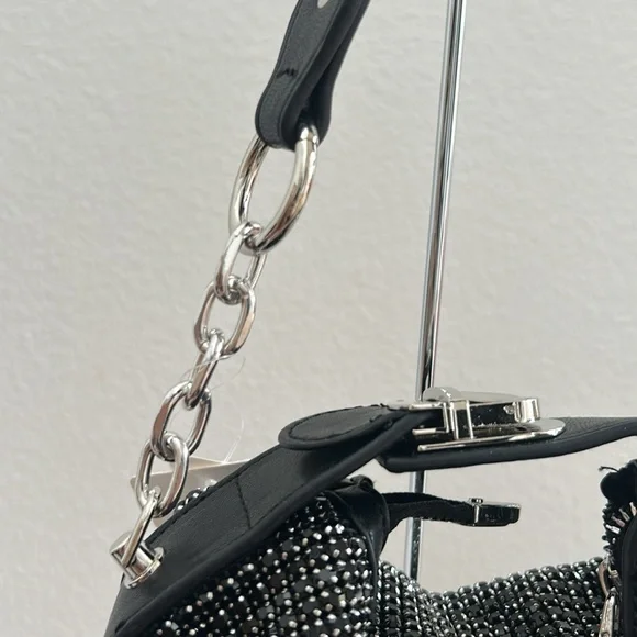 Black crystal bag with silver buckle - Picture 3 of 7
